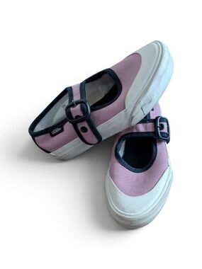 Vans Kids Orchid Mary Jane Canvas Shoes with Navy Trim Sz.11